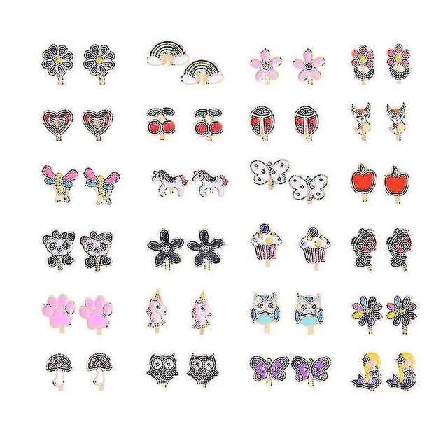 20 pares de aretes con clip para niñas, aretes de flores lindos para niños, vestido de princesa (hy)