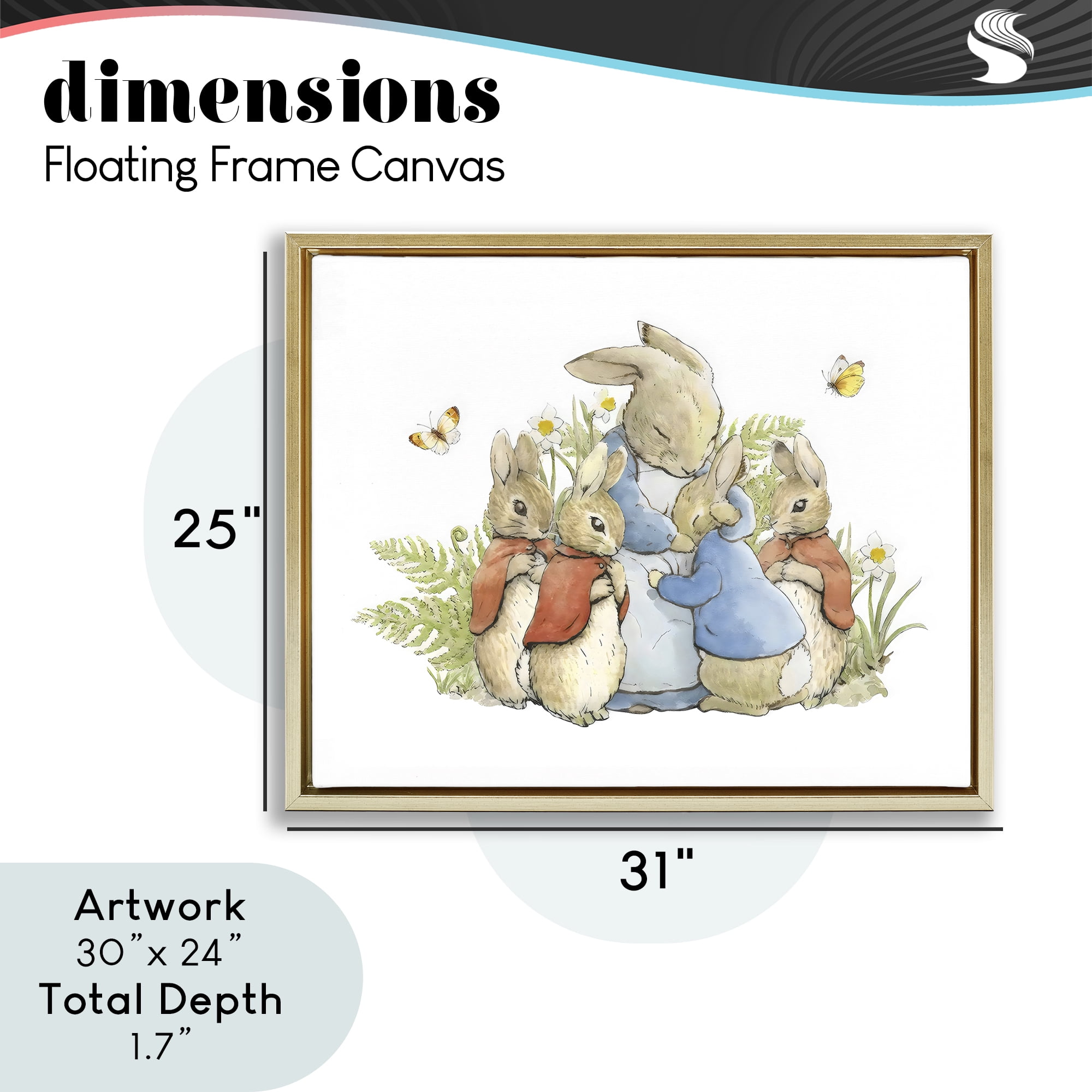 Stupell Industries Hugging Mother Rabbit Gold Framed Floater Canvas Wall Art, design by Arlington Prints