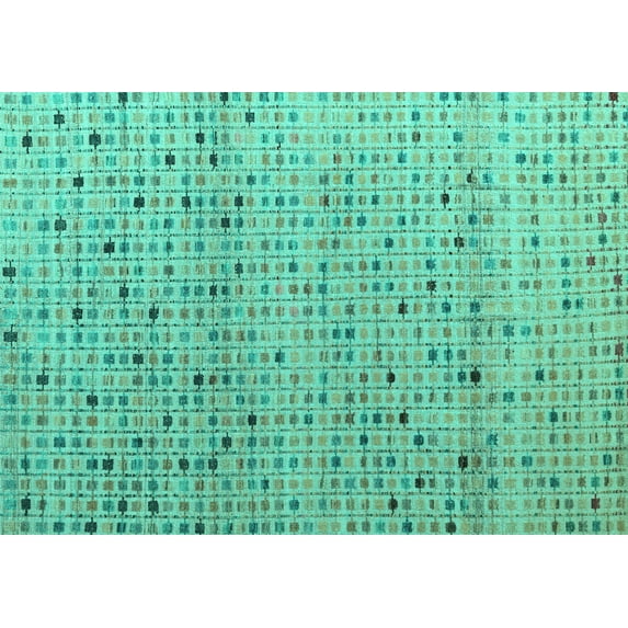 Ahgly Company Indoor Rectangle Abstract Turquoise Blue Modern Area Rugs, 3' x 5'