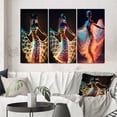 thumbnail image 1 of Designart "Translucent Light Dancing Figure III" Woman Fashion Photography Wall Art Set Of 3 - Glam Multicolor Canvas Set For Living Room Decor, 1 of 6