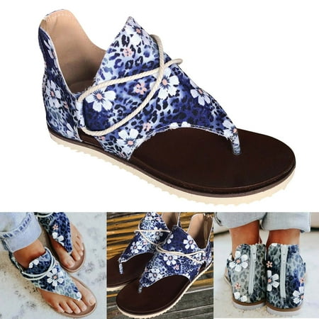 

Bescita Women Slippers Casual Plus Size Printed Shoes Flat Flip Flops Back Sandals
