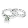thumbnail image 3 of Gem Stone King 925 Sterling Silver Green Prasiolite and White Topaz Wedding Engagement Ring Band Bridal Set for Women (2.46 Cttw, Gemstone, Round 7MM, Size 5), 3 of 4