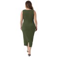 thumbnail image 3 of DARING DIVA Women's Plus Size Sleeveless Square Neck Bodycon Midi Tank Dress 2X Army Green, 3 of 6