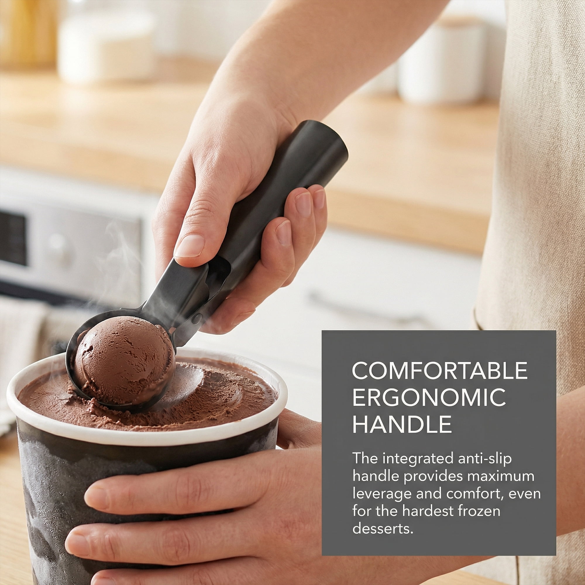 Unique Bargains Stainless Steel Pop-out Scooper with Handle Black