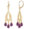 thumbnail image 1 of Galaxy Gold 14k Yellow Gold Chandelier Earrings with Briolette-shaped Amethysts, 1 of 3