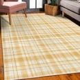 thumbnail image 3 of Plaid Decorative Rug, Modified Stripes Crossed Horizontal and Vertical Lines Forming Squares, Quality Carpet for Bedroom Dorm and Living Room, 6 Sizes, Mustard White, by Ambesonne, 3 of 4