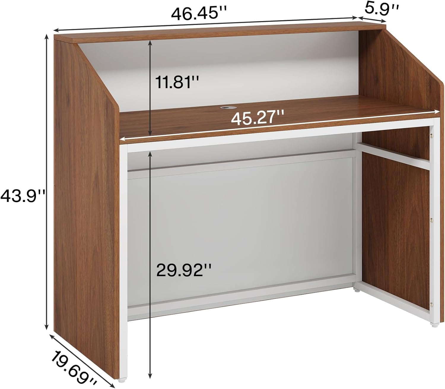 Tribesigns Modern 47" Front Desk, Wood Reception Desk Retail Counter for Salon, Home Office, Walnut