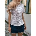 thumbnail image 6 of Women'S Ruched Button Down Shirt Short Sleeve Tie Back Fitted Blouses White M, 6 of 9