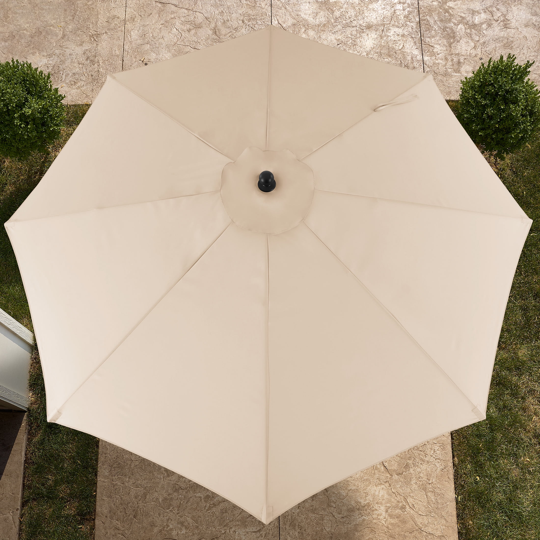 Better Homes & Gardens Premium 10' Beige Round Market Patio Umbrella, Crank Lift, 3-Angle Tilt