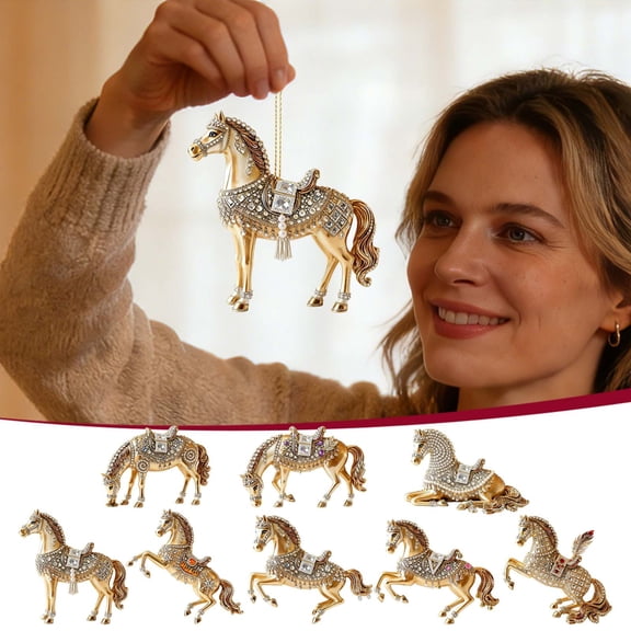 Bowayaoa 2026 Horse Ornament with Rhinestones, Sparkling Decorative Horse Figurine, Hanging Ornament for Home Car Decor, Horse Gifts for Women Horse Lovers