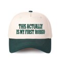 thumbnail image 6 of THIS ACTUALLY IS MY FIRST RODEO Letter Embroidered Color Block Trucker Hat Unisex Adjustable Cotton Breathable Fashion Cap for Travel Daily Wear, 6 of 13