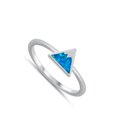 thumbnail image 4 of CHOOSE YOUR COLOR Blue Simulated Opal Minimalist Mountain Ring .925 Sterling Silver Band CZ Female Size 5, 4 of 4