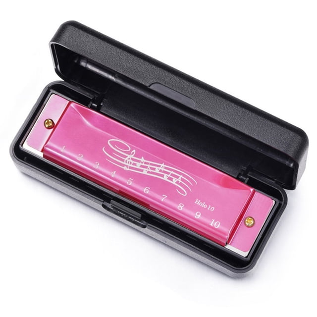 GLFILL Harmonica Blues Instrument de Musique pour Enfants Jouet Musical NOTES Largement Diffusées 10 Trous Harmonica Facile à Apprendre Rose
