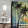 thumbnail image 2 of Shiartex Palm Tree Beach Sunset Printed Shower Curtain 100% Polyester Fiber Bathroom Home Bathtubs Decoration with Hooks 36x72, 2 of 7