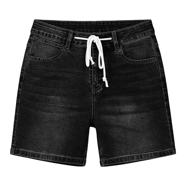 CHUMUD Jeans Shorts for Women Trendy Denim Shorts Mid Rise Stretchy Casual Shorts with Drawstring