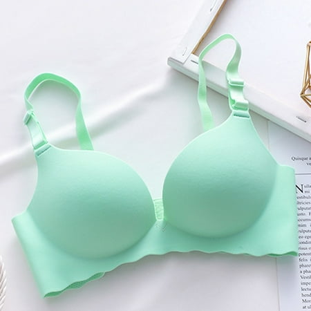 HOMBOM Padded Regular Bras for Women Wire-Free Push-Up Mint Green Balconette Bra Daily Bra M