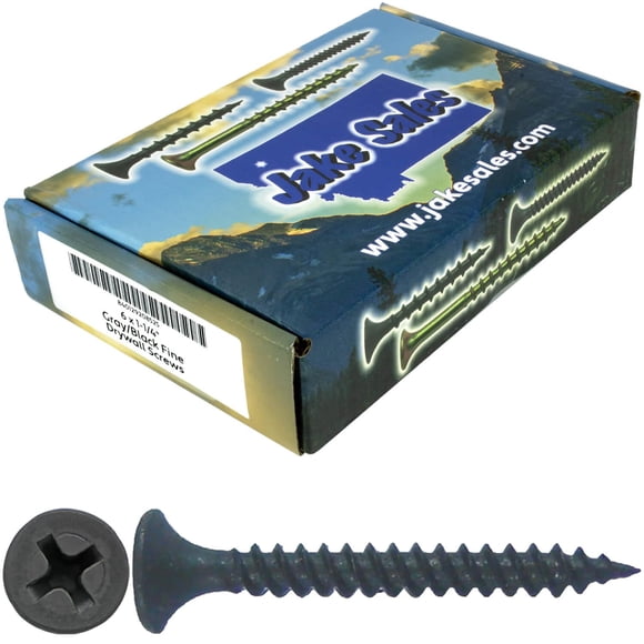 Jake Sales Gray Phosphate Drywall Screws: #6 x 1-1/4" FINE Thread Drywall, Gypsum Board, Sheetrock, Plasterboard Screws. Use for All Purpose Wood Screws (5 POUNDS - 1379 Approx. Screw Count)