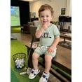 thumbnail image 5 of BemeyourBBs Baby Boys Girls Football Birthday Outfits 1st Years Old Birthday Clothes Short Sleeve Soccer Embroidery Striped Romper Top with Pockets Shorts 2Pcs Set Infant Baby Boy Girl Summer Clothes, 5 of 9