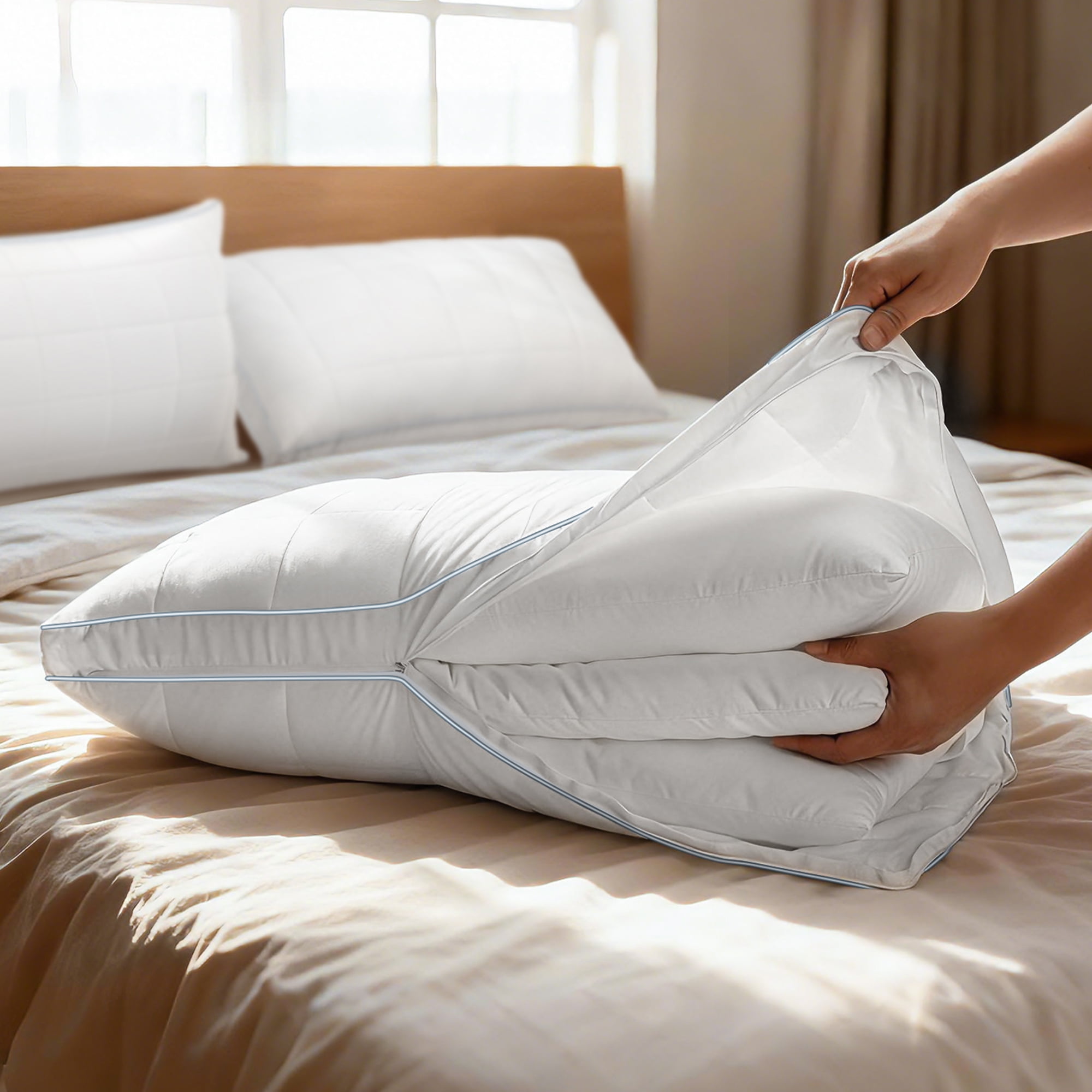 Cooling Adjustable Pillow, Luxury Queen Size Bed Pillows Hotel Collection - Soft Firm Pillows for bed