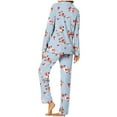 thumbnail image 7 of YWDJ Womens Pajama Sets Long Sleeve Lightweight Plus Size Floral Button Down Shirts 2 Piece Long Pants Loungewear M Blue, 7 of 7