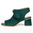 thumbnail image 2 of FSJ Women Casual Bowknot Peep Toe Sandals Chunky Low Heel Sandal Booties Hollow Cutout Slingback Zipper Comfortable Dress Shoes Size 10.5 Forest Green, 2 of 4