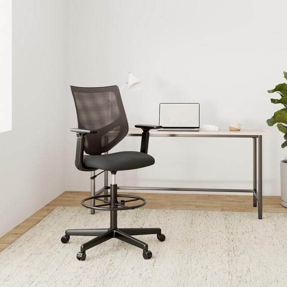 Drafting Chair Tall Standing Office Desk Chair with Adjustable Foot Ring Ergonomic Lumbar Support Breathable Mesh