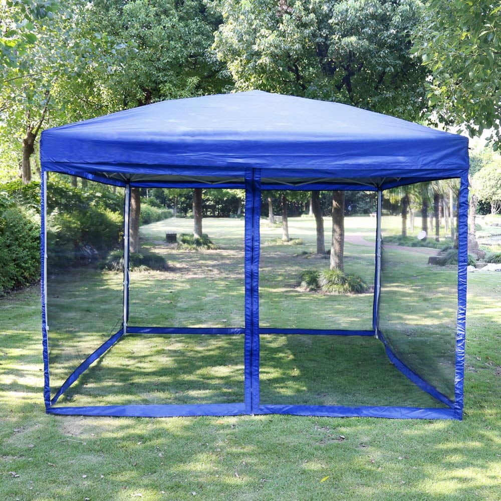 Outdoor Pop Up Canopy Screen Party Tent with Mesh Side Walls 10 x 10 ft