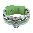 thumbnail image 1 of Pulsera tejida con colgante hueco de múltiples capas para mujer, accesorio, brazalete con botón a presión (verde), 1 of 3