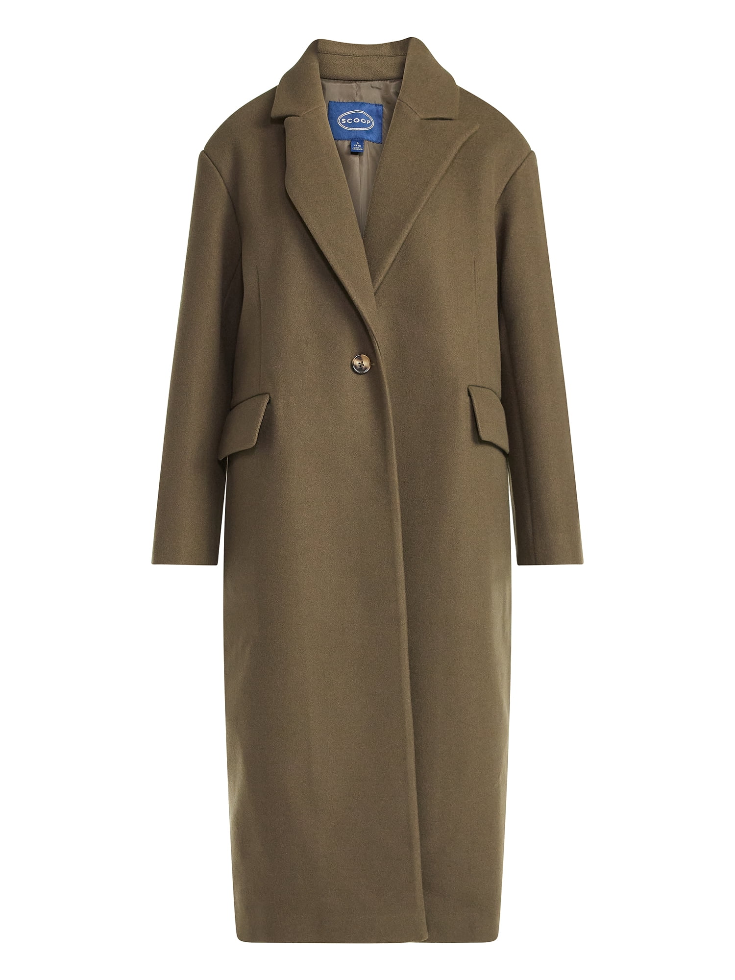 Scoop Women's and Women's Plus Oversized Faux Wool Coat, Heavyweight, Sizes XS-4X