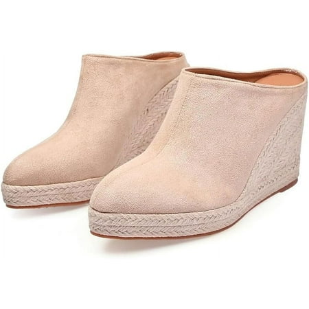 

ZBCHLS Women s Espadrille Wedge Sandals Comfy Closed Toe Backless Slip On Heels Casual Summer Backless Sandals Wedge Sandals