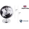 thumbnail image 2 of LAICAIW TOPGLOBE 14cm World Globe-English Map-Educational/Geographic/Modern Desktop Decoration-Stainless Steel Arc and Base, 2 of 7