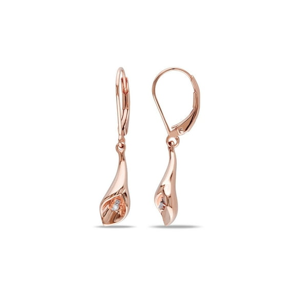 Gem & Harmony Sterling Silver Drop Leverback Earrings with Diamonds Accents for Women