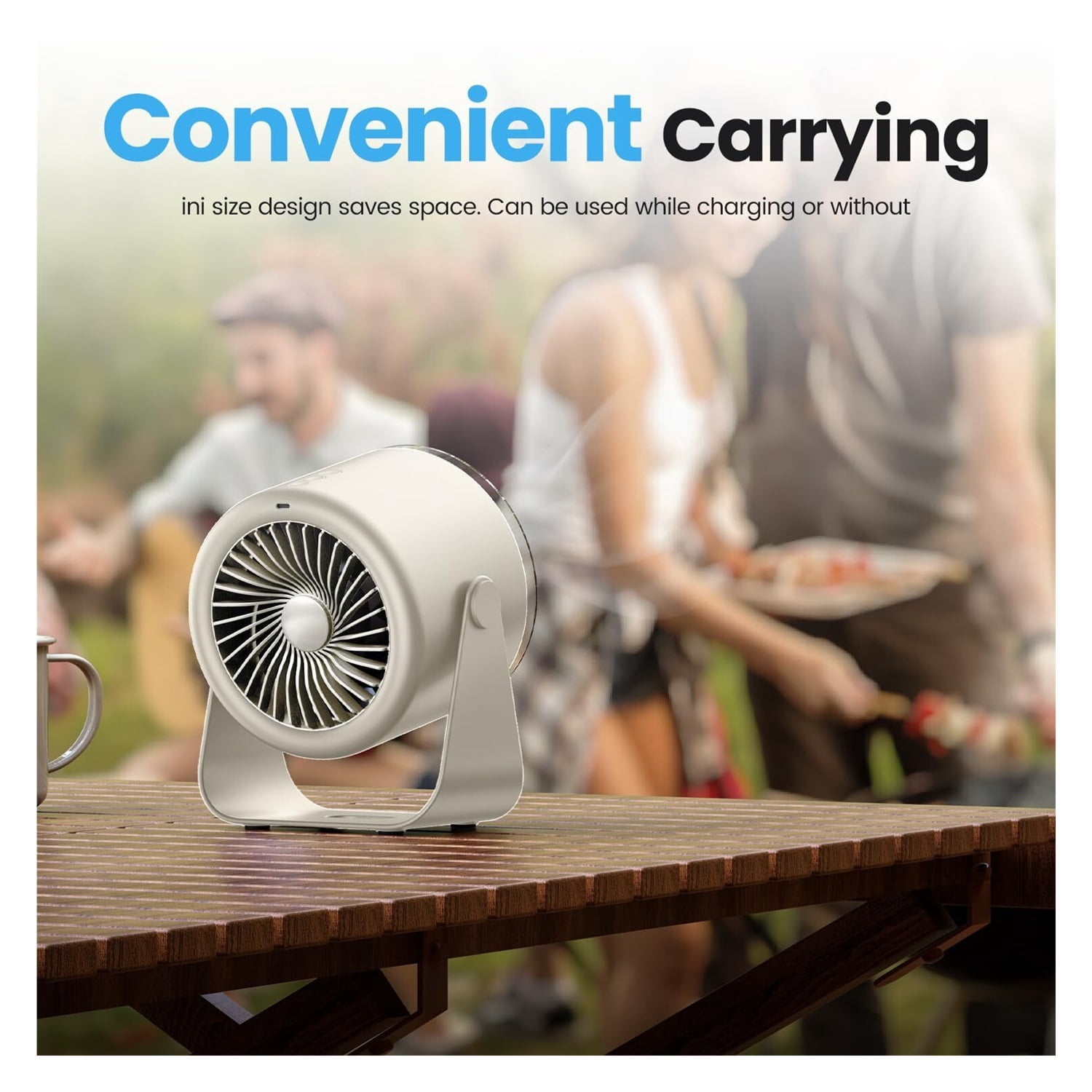 Desk Fan with Battery Operated, Quiet Digital Display Portable Fan for Office, Bedroom, Kitchen, Home, Outdoor, 100 Speeds 115° Tilt Small Travel Camping Table Fan,Bluish Black