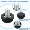 thumbnail image 3 of 12Pack M6 Thread Furniture Feet Levelers, 16x9 Adjustable Leveling Table Feet, Screw on Furniture Glide Leveling for Chair Stool Legs, Black, 3 of 6
