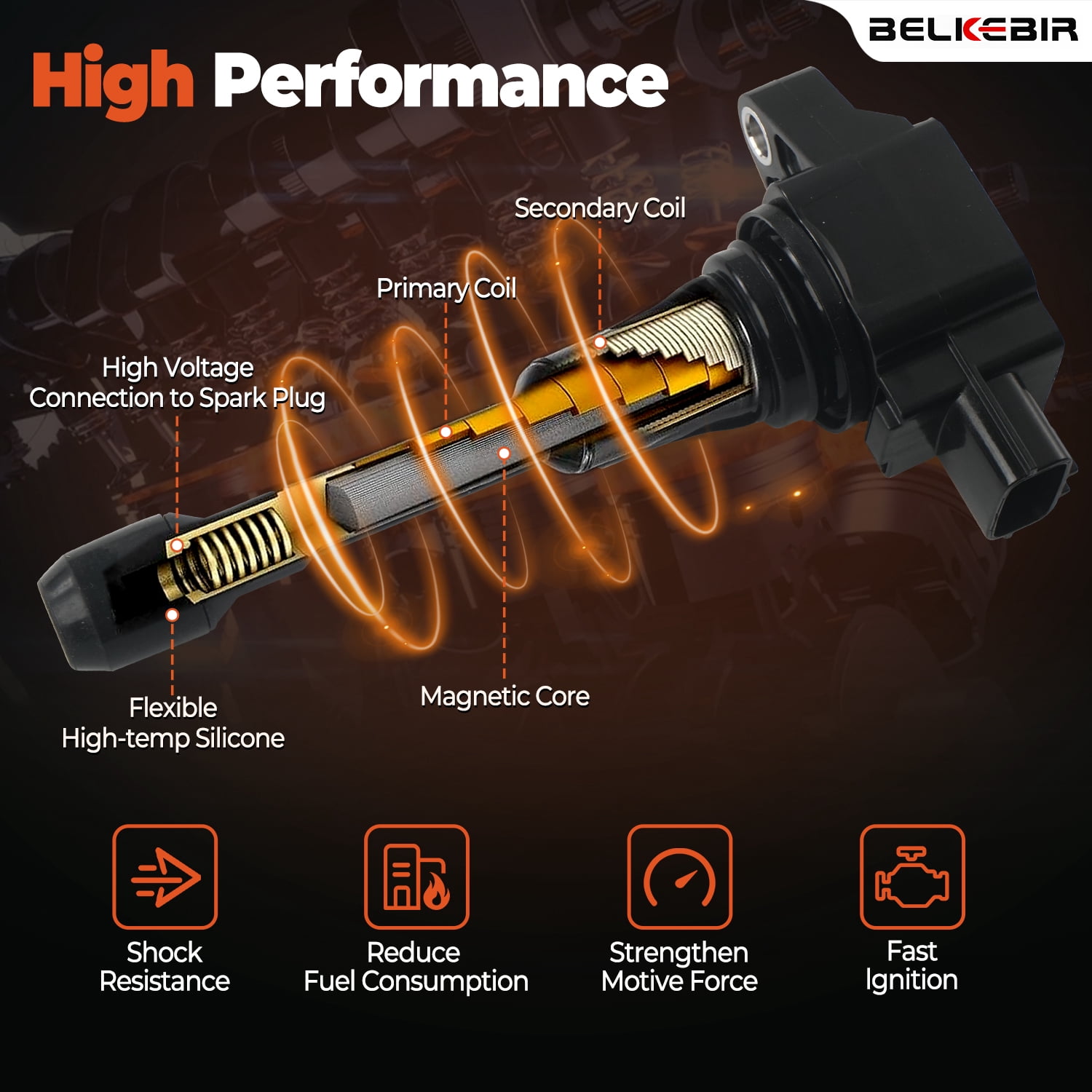 4PCS Ignition Coil Pack & Iridium Spark Plugs Compatible with 1.6L 1.8L 2.0L 2.5L L4 2007-2018 Nissan Altima Rogue Sentra Versa Cube Frontier NV200, Infiniti FX50 M56 Q70 QX60 Replace UF549 & 9029