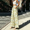 thumbnail image 2 of SAWOBUUN Women Floral Print Wide Leg Pants High Waisted Elastic Waist Drawstring Loose Fit Trousers Casual Long Pants with Pockets, 2 of 5