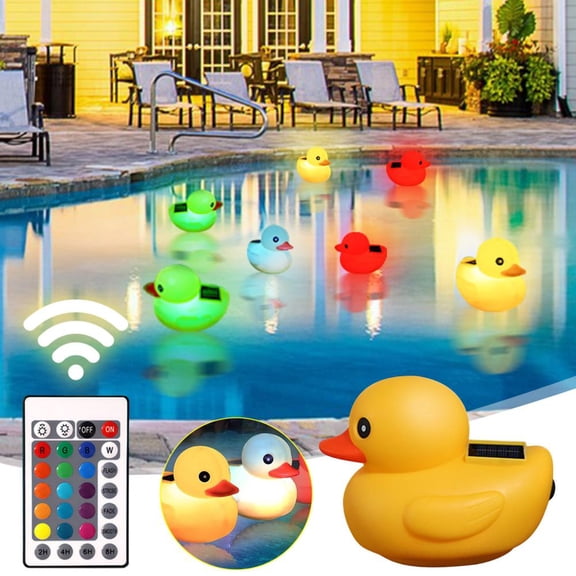 Outoloxit Solar Floating Ducks with Remote Control, Color-Changing LED Lights, Waterproof for Pool and Outdoor Decor