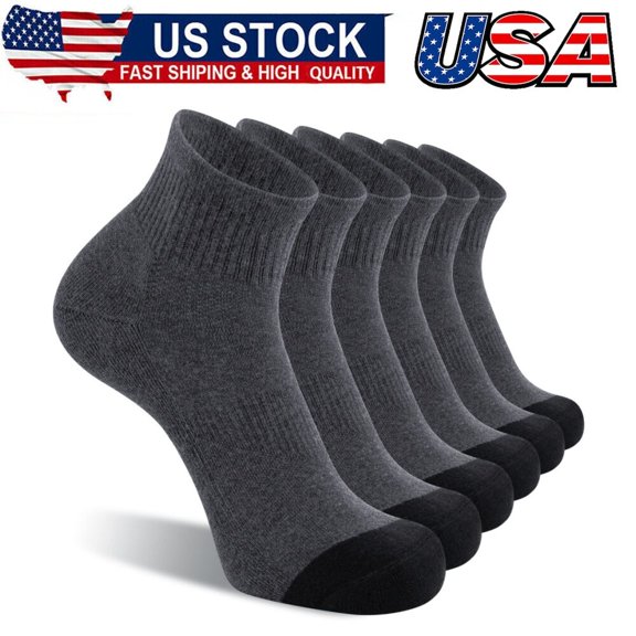 6 Pack Men's Ankle Socks with Cushion Athletic Running Socks Everyday Plus Train
