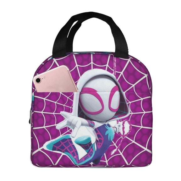 Insulated Lunch Bag White Spider Graphic Lunch Box Women Work Office Leakproof Thermal Tote