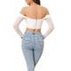 thumbnail image 3 of INSPIRAR CHIC Top Corto de Corsé de Manga Larga Transparente para Mujeres Blusa Off Shoulder Fruncida Push Up Fiesta Bustier con Varillas L Beige, 3 of 6