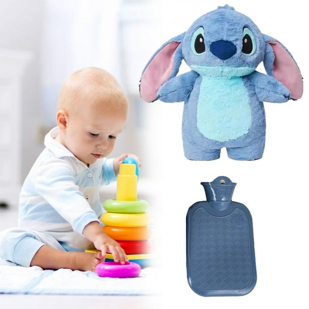 Lindo Muñeco Peluche Invierno Stitch Montado en El Coche Botella Caliente Llena para Estudiantes Y Niñas Botella Caliente Tipo Lleno
