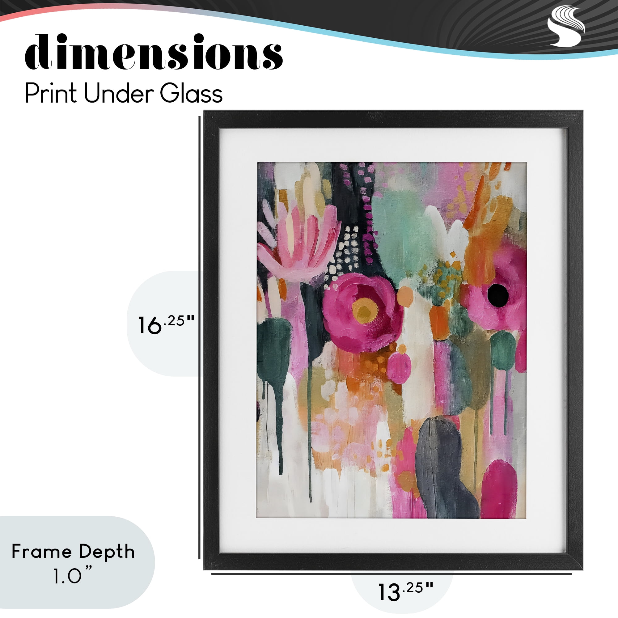 Stupell Industries Dripping Blooms Cascade Black Framed Print Under Glass, design by Riley B