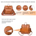 thumbnail image 3 of HONGLONG Women's Fashion Backpack Purse Casual PU Leather Convertible Satchel Handbags Shoulder Bag Travel Bag Brown, 3 of 10