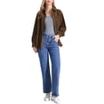 thumbnail image 2 of Chaqueta de pana INSPIRE CHIC para mujeres, blusas de botón con cuello en V, camisa suelta de otoño e invierno, talla XS, marrón, 2 of 6