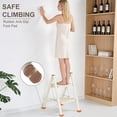 thumbnail image 3 of 2 Step Ladder,Lightweight Folding Step Stool with Wide Anti-Slip Pedal, 330LBS Capacity, Heavy Duty,Sturdy Iron Metal Step Stool for Home, Kitchen, Closet, Adults, Cream White, 3 of 8