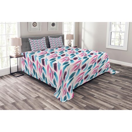 Feather Bedspread Set Exquisite Bird Feathers Peacock Bohemian