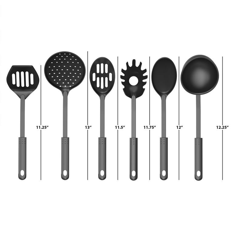 Chef Buddy 6-Piece Plastic Kitchen Utensil Set – Nonstick-Safe Tools, Black