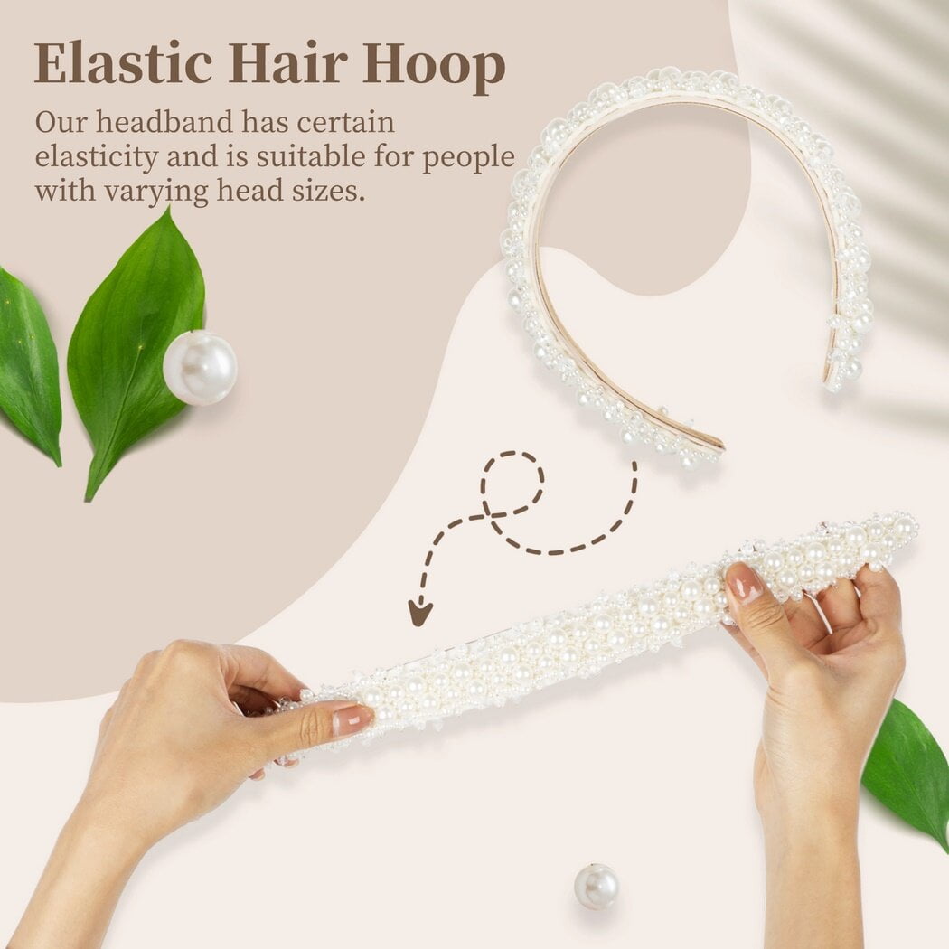 Pearl Headband, Wide Pearl Hair Hoop, Fashion Bridal  display picture 1
