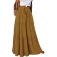 thumbnail image 2 of ZPQMNB Womens Boho Maxi Skirt,Ruffled Maxi Skirt,High-Waisted Belted Folds Long Skirt With Pockets，Suitable For Beach Vacation, 2 of 5