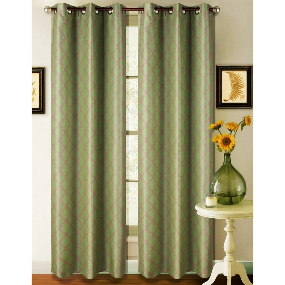 (#22) Hotel Quality Silver Grommet Top, 1 Panel Sage Green Taupe ...